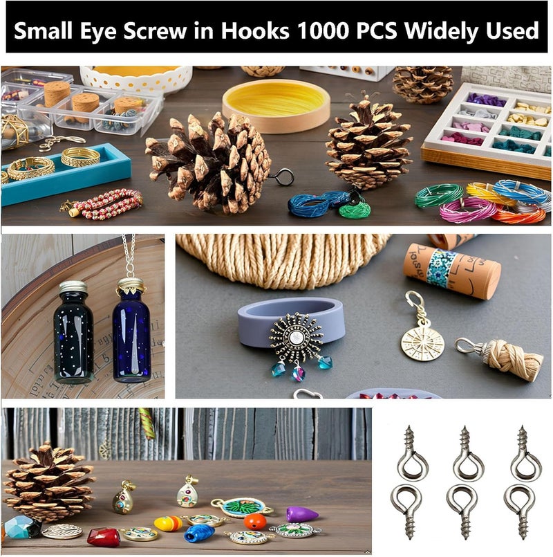 IDEALSV 1000 Pcs Small Screw Eye Pins Jewelry Making Eyelet Hook for Craft 10 x 5mm Silver - Image 3